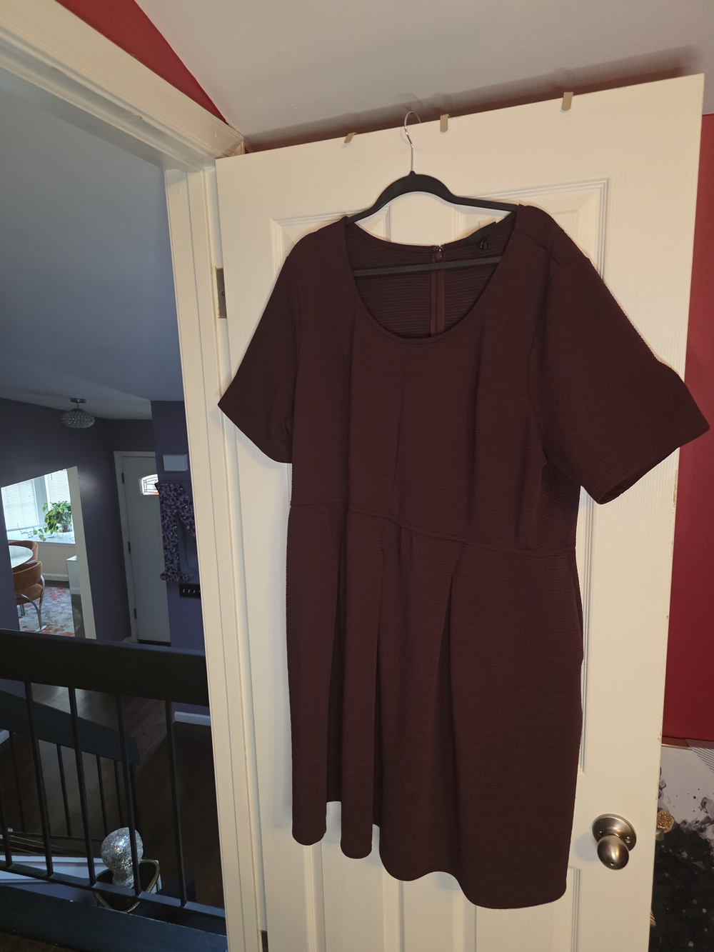 Lane Bryant Short-Sleeve A-Line Dress in Deep Plum